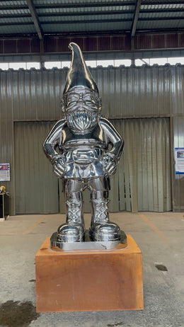 Edelstahlskulptur Gartenzwerg, spiegelpoliert, Höhe 210 cm, Ansicht 3
