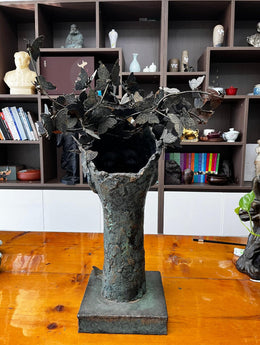 Bronzeskulptur Frauenkopf mit Schmetterlingen, Höhe 60 cm, Ansicht 3