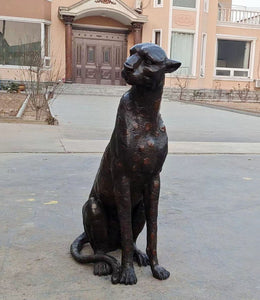 Bronzeskulptur sitzender Leopard, Höhe 150 cm, Ansicht 4