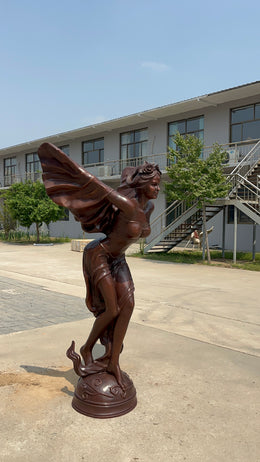 Bronzeskulptur Engelsmädchen mit Rosenkranz, Höhe 200 cm, Ansicht 4