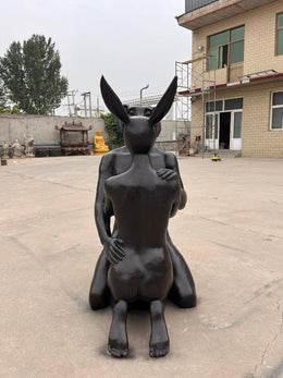 Bronzeskulptur Figurenpaar mit Tierköpfen, Höhe 140 cm, Ansicht 2