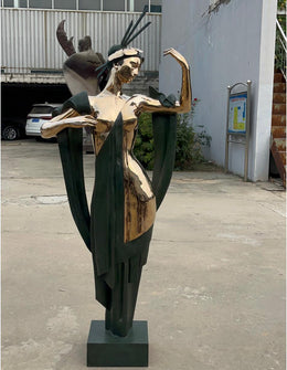 Bronzeskulptur Tänzerin mit Kopfschmuck, Höhe 160 cm, Ansicht 1