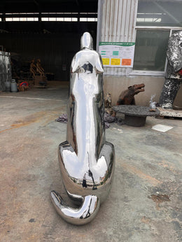 Edelstahlskulptur heulender Wolf, Höhe 180 cm, Ansicht 4