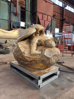 Bronzeskulptur gefallener Engel auf Fels, Höhe 150 cm, Ansicht 5