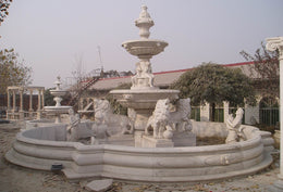 Marmorbrunnen zweistufig mit Reliefschale, Ansicht 3