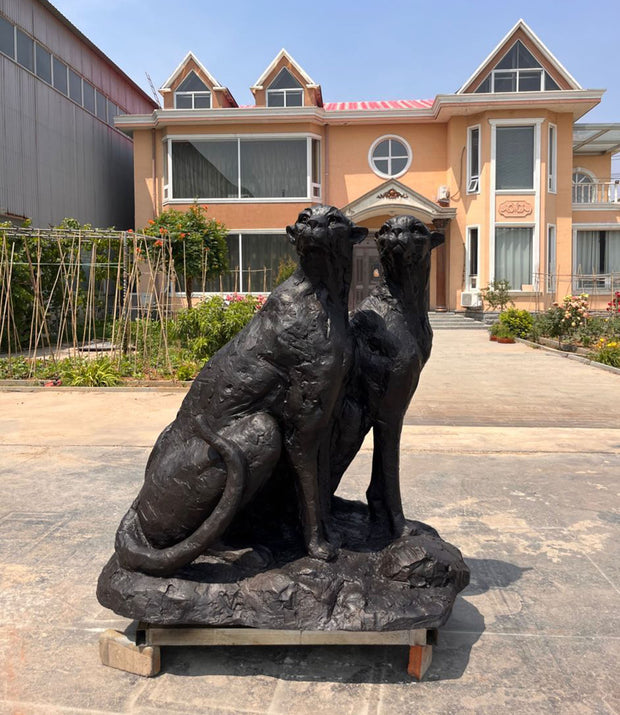 Bronzeskulptur Leopardenpaar, Höhe 150 cm