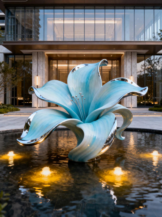 Edelstahlskulptur Lilie