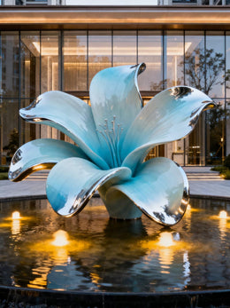 Edelstahlskulptur Lilie, Ansicht 2