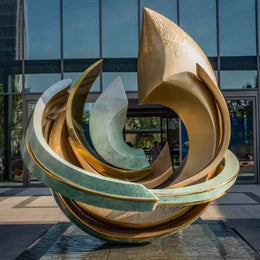 Edelstahlskulptur Sichel und Ring, Ansicht 2