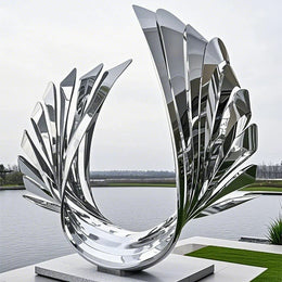 Edelstahlskulptur Flügelpaar, Ansicht 1