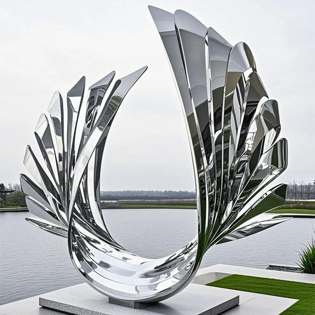 Edelstahlskulptur Flügelpaar