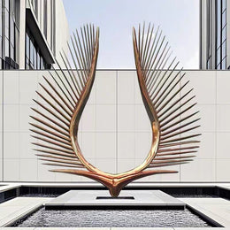 Edelstahlskulptur Flügelpaar, Ansicht 2