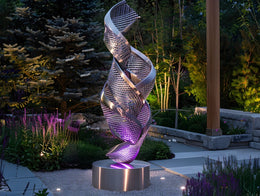 Edelstahlskulptur Flamme, gedreht, Ansicht 3