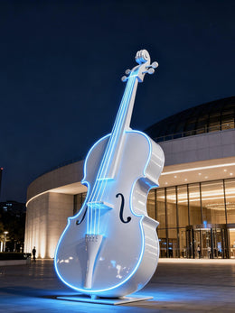 Edelstahlskulptur Cello, beleuchtet, Ansicht 4