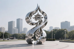 Edelstahlskulptur Flammenspirale, Ansicht 2