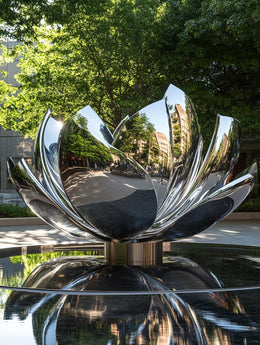 Edelstahlskulptur Lotusblüte, Ansicht 2
