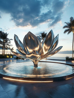 Edelstahlskulptur Lotusblüte, Ansicht 3
