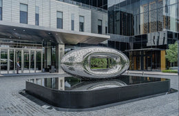 Edelstahlskulptur Ovalring, durchbrochen, Ansicht 2