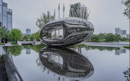 Edelstahlskulptur Ovalring, durchbrochen, Ansicht 3