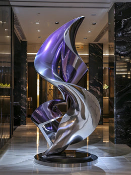Edelstahlskulptur Doppelhelix, changierend beschichtet, Ansicht 3