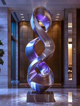 Edelstahlskulptur Doppelhelix, changierend beschichtet, Ansicht 4