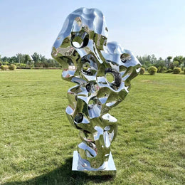 Edelstahlskulptur Felsform, durchbrochen, Ansicht 1