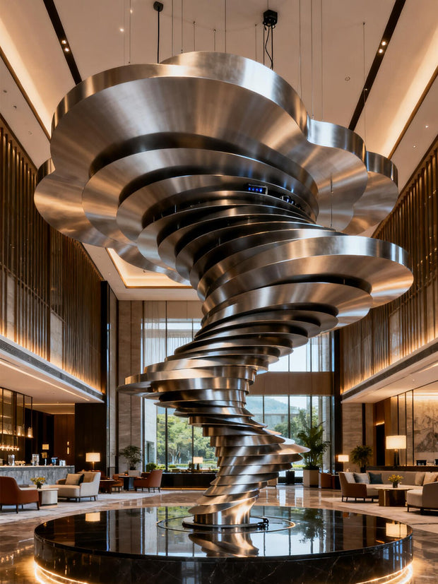 Edelstahlskulptur Windung für die Lobby