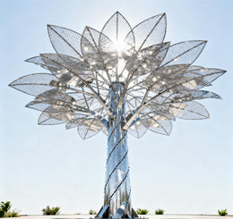 Edelstahl-Lichterbaum mit Blattkrone, Ansicht 3