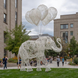 Edelstahlskulptur Elefant mit Ballons, Ansicht 3