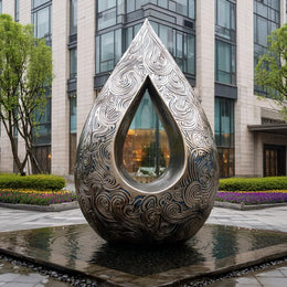 Edelstahlskulptur Wassertropfen, durchbrochen, Ansicht 2