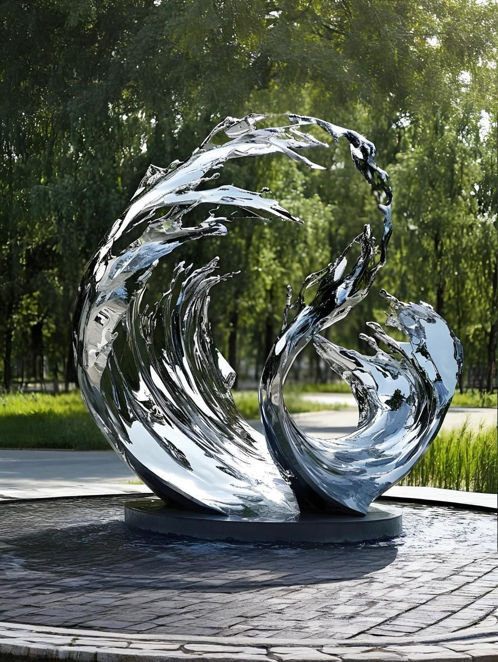 Edelstahlskulptur Wasserwirbel