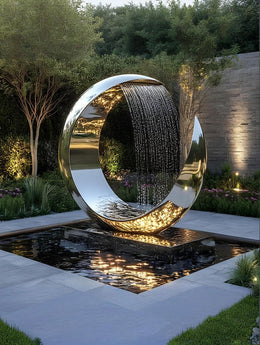 Edelstahlskulptur Wasserwirbel, Ansicht 2