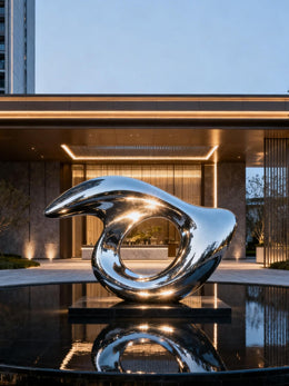 Edelstahlskulptur Schleifenknoten, spiegelpoliert, Ansicht 3