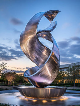 Edelstahlskulptur Flammenband, Ansicht 1
