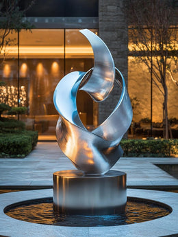 Edelstahlskulptur Flammenband, Ansicht 2
