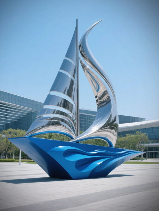 Edelstahlskulptur Segelschiff