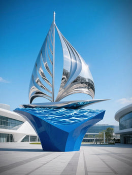 Edelstahlskulptur Segelschiff, Ansicht 3