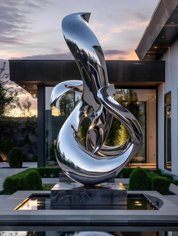 Edelstahlskulptur Knoten, hochglanzpoliert, Ansicht 1