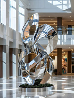 Edelstahlskulptur Knoten, hochglanzpoliert, Ansicht 2