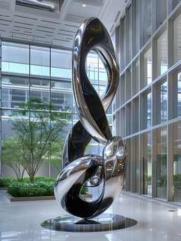 Edelstahlskulptur Knoten, hochglanzpoliert, Ansicht 4