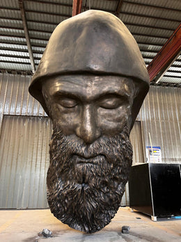 Bronzeskulptur Mönchsfigur mit Stab, Höhe 500 cm, Ansicht 2