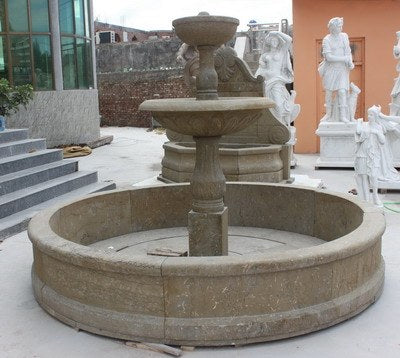 Antikbrunnen Travertin zweistufig, H 200 x Ø 250 cm
