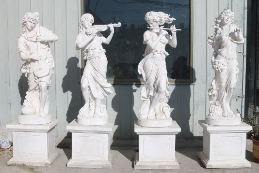 Marmorfiguren Musikanten, vierteilig, H 180 cm
