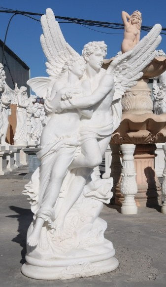 Marmor-Figurengruppe Engelspaar, H 150 cm