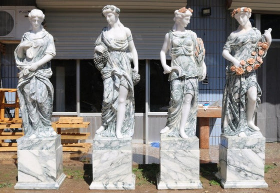 Marmorfiguren Vier Jahreszeiten, Arabescato, H 180 cm