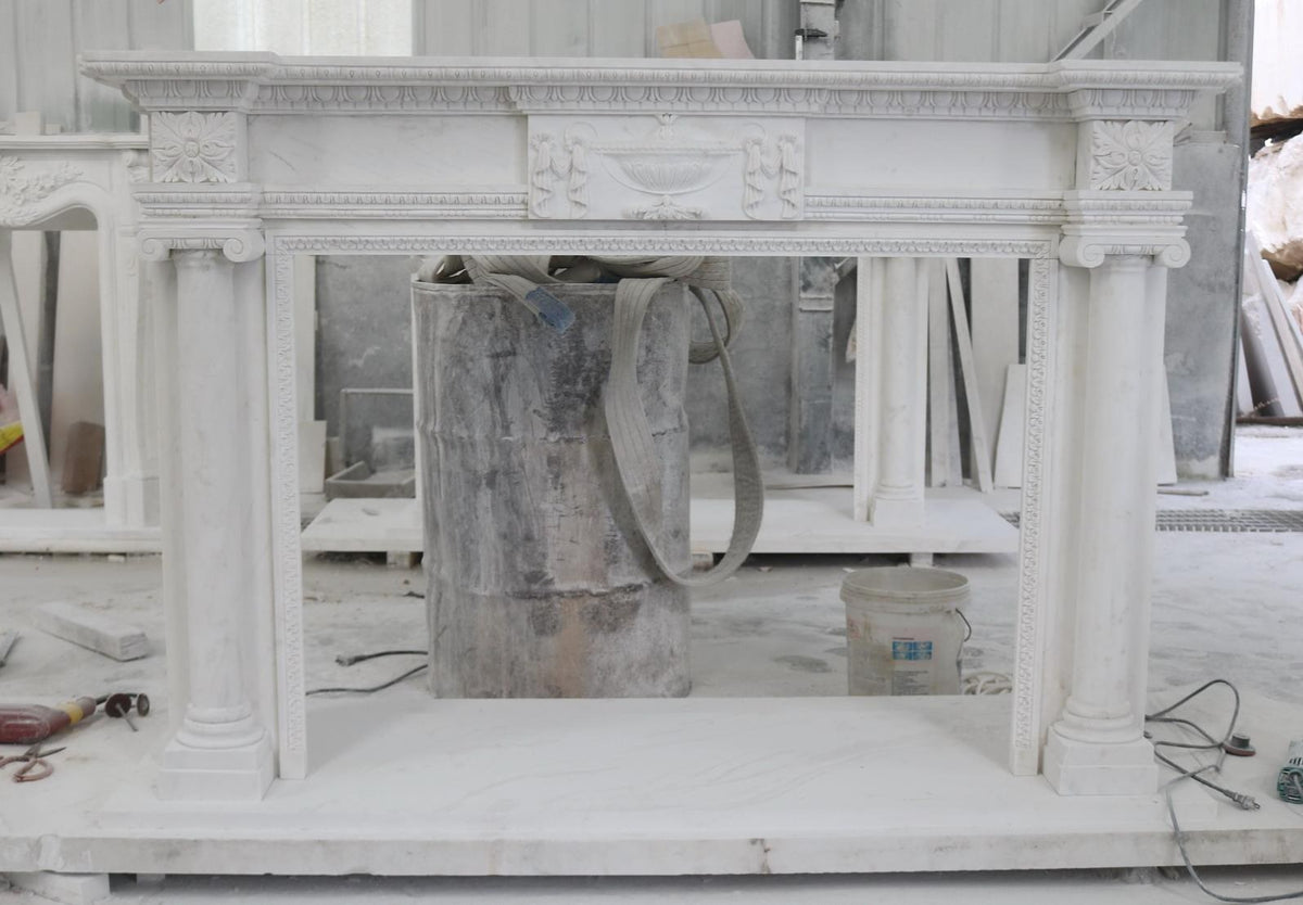 Marmor-Kaminumrandung Beijing White, 160 x 110 cm