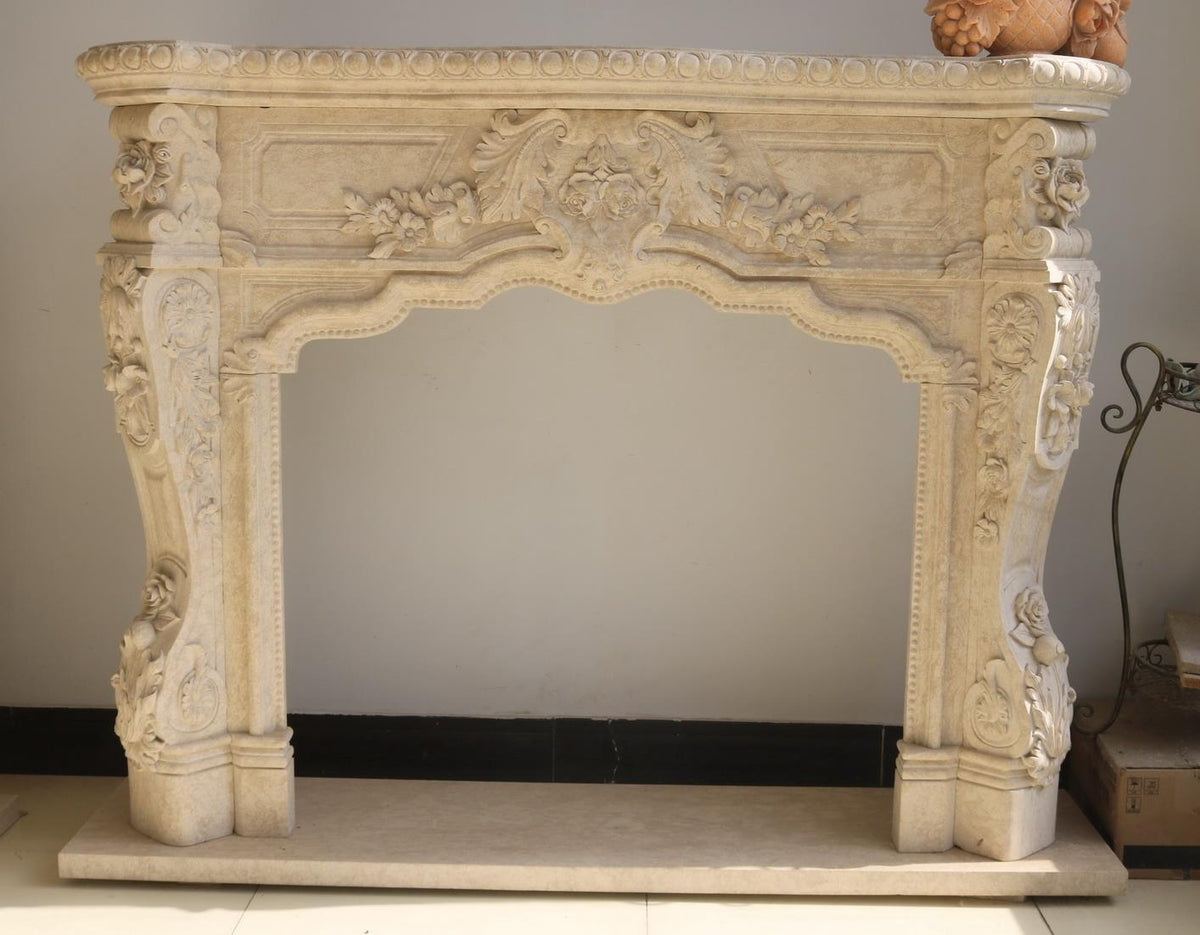 Kaminumrandung Italy Beige, Rundbogen, 165 x 126 cm