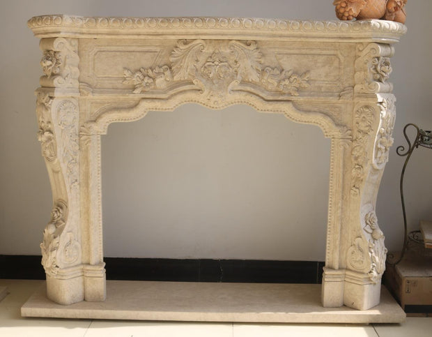 Kaminumrandung Italy Beige, Rundbogen, 165 x 126 cm